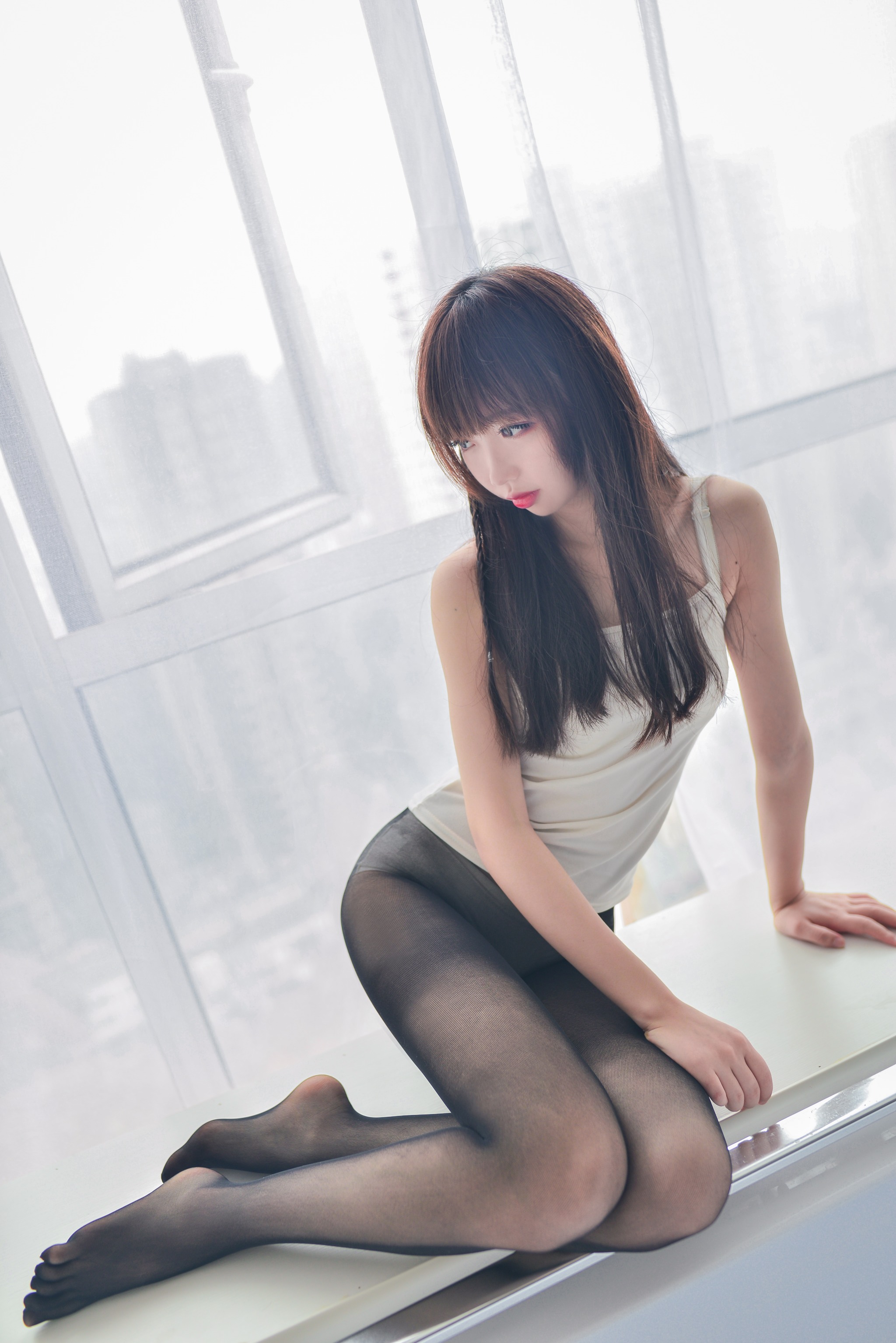 雪琪SAMA - NO.005 白色纯棉吊带[30P]-XikXak
